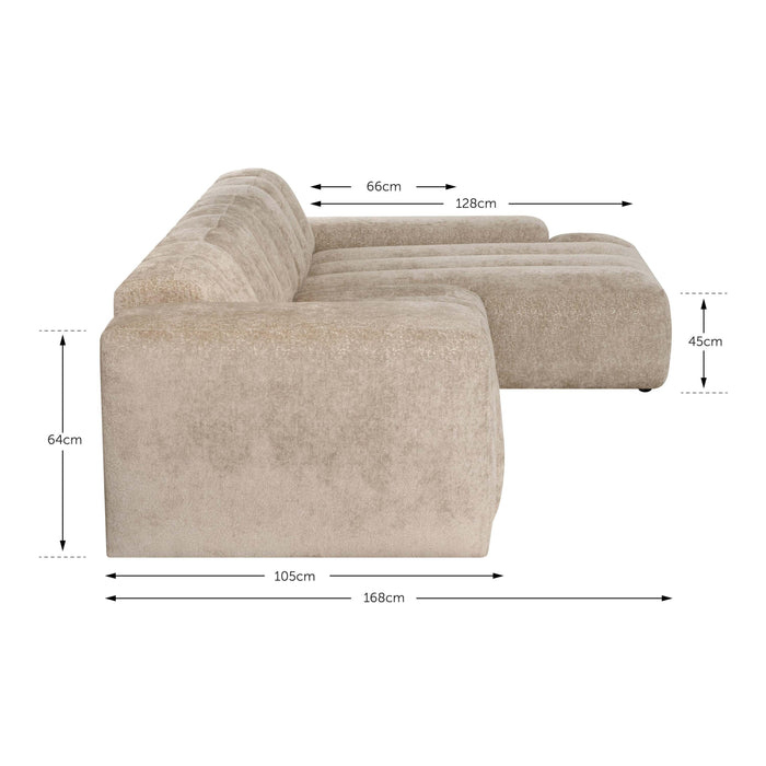 by fonQ Plume 4-zits Hoekbank met Chaise Longue Rechts - Chenille - Mocca