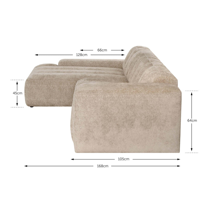 by fonQ Plume 4-zits Hoekbank met Chaise Longue Links - Chenille - Groen
