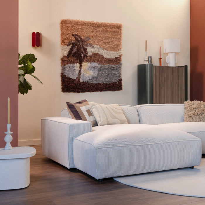 by fonQ Chunky Hoekbank met Chaise Longue Links - Rib - Latte