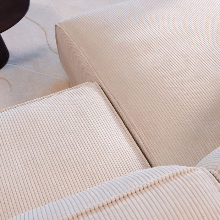 by fonQ Chunky Hoekbank met Chaise Longue Links - Rib - Latte