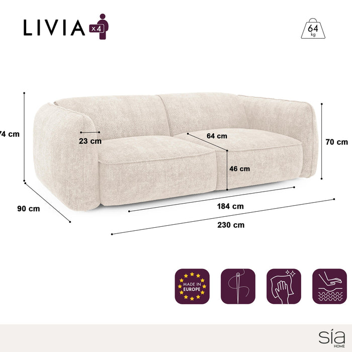 4-zitsbank in beige ribfluweel