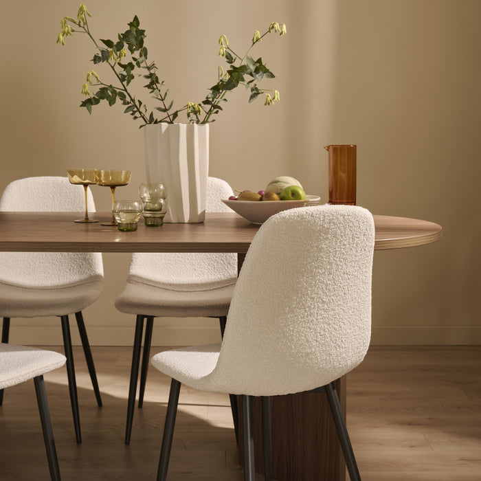 by fonQ basic Sweep Eetkamerstoel Bouclé - Set van 4 - Crème