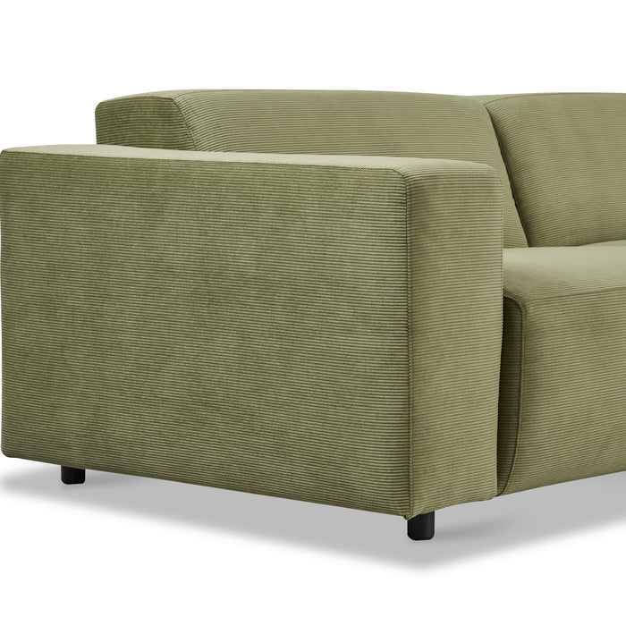 by fonQ Nova Hoekbank met Chaise Longue Rechts - Rib - Groen