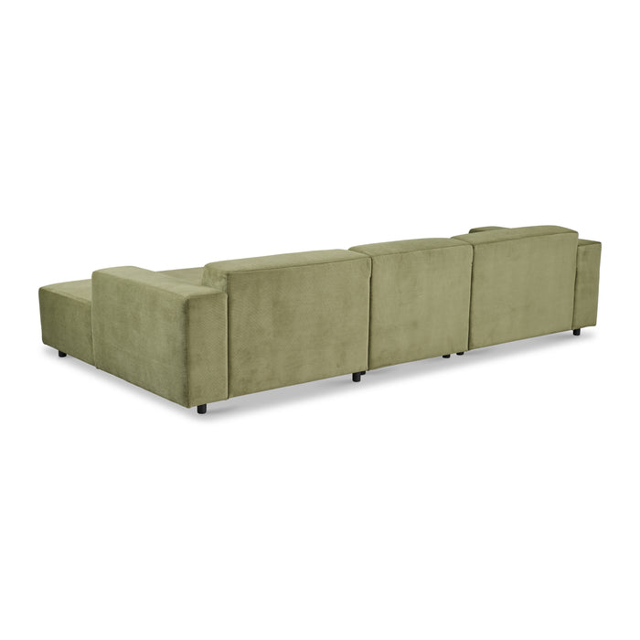 by fonQ Nova Hoekbank met Chaise Longue Rechts - Rib - Groen