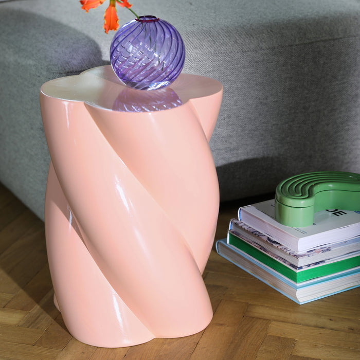 &k amsterdam Pillar Marshmallow Bijzettafel H 40 cm - Roze