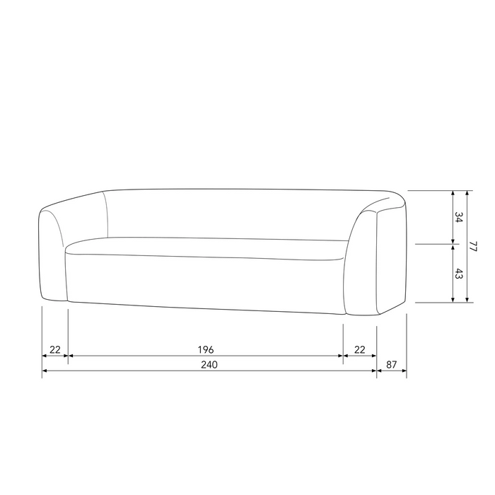 WOOOD Sloping 3-Zits Bank - Velvet - Brass