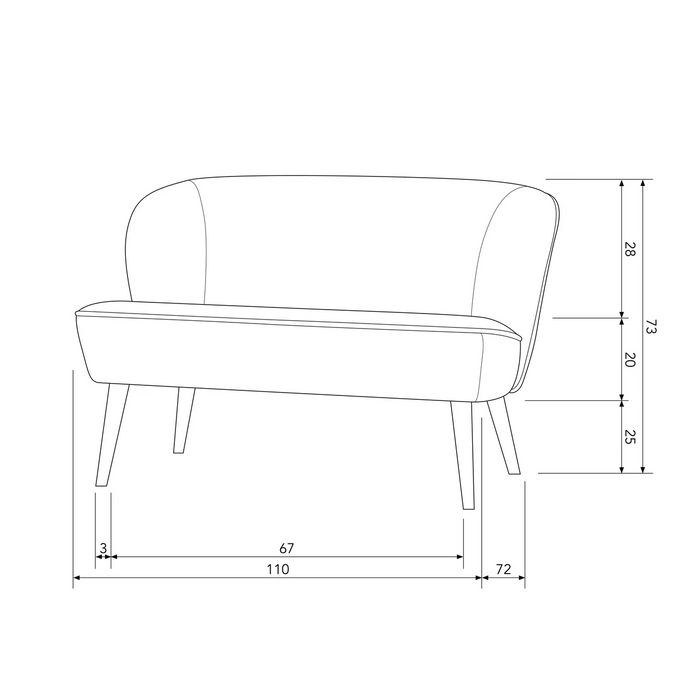 WOOOD Sara Bankje - Velvet - Raspberry