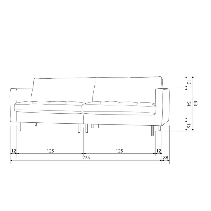 WOOOD Rodeo Classic 3-zitsbank - Velvet -  Taupe