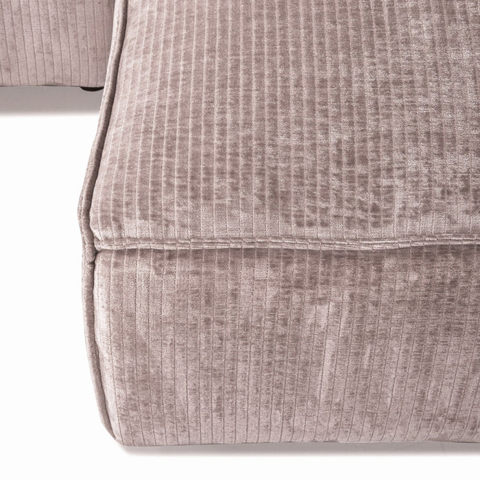 by fonQ Chunky Hoekbank met Chaise Longue Rechts - Rib - Taupe