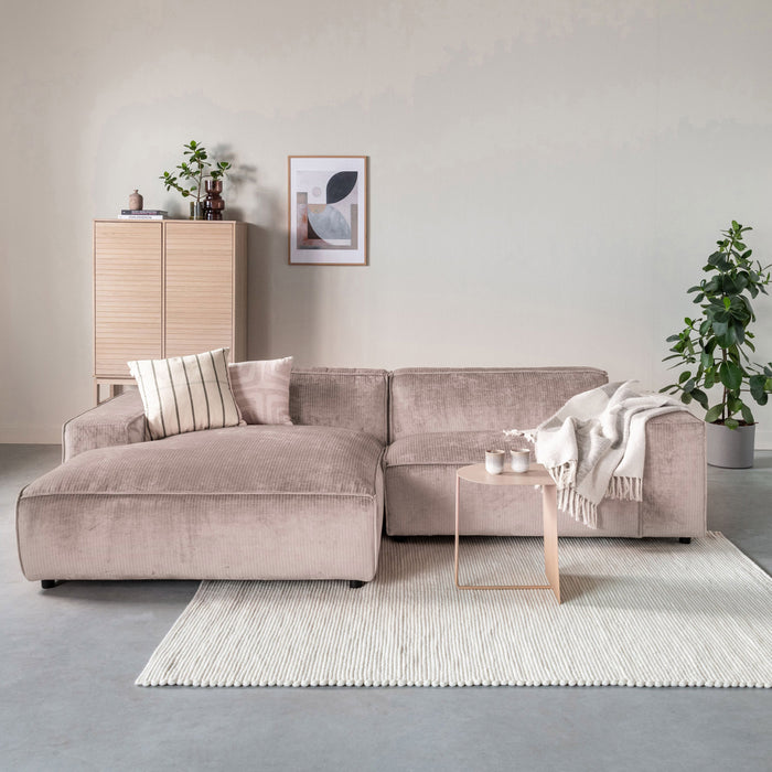 by fonQ Chunky Hoekbank met Chaise Longue Links - Rib - Taupe