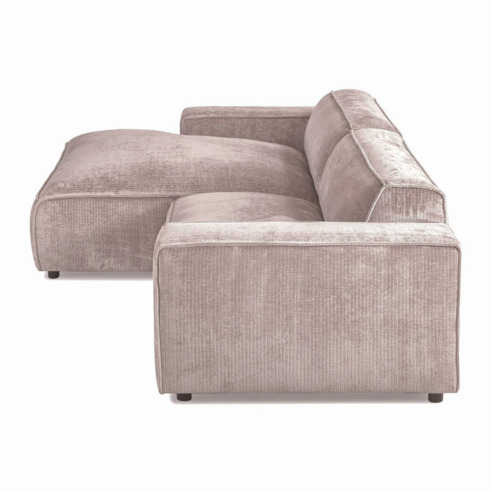 by fonQ Chunky Hoekbank met Chaise Longue Links - Rib - Taupe