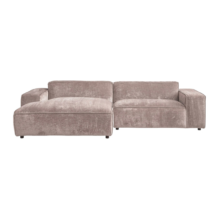 by fonQ Chunky Hoekbank met Chaise Longue Links - Rib - Taupe