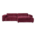 by fonQ Chunky Hoekbank met Chaise Longue Rechts - Rib - Wijnrood