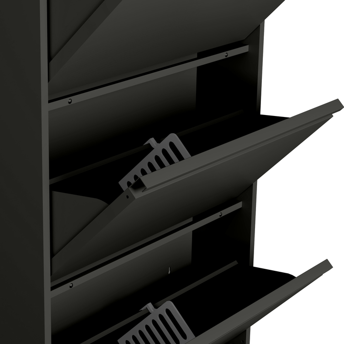 by fonQ Klip Schoenenkast - 4 Vakken - Zwart