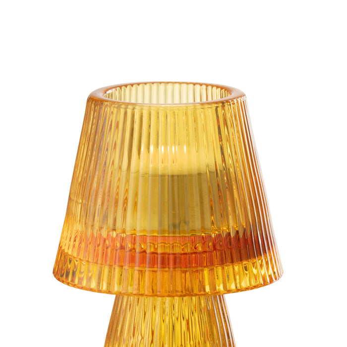 J-Line theelichthouder Hoed - glas - oranje