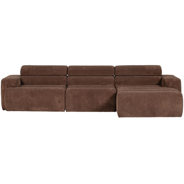 WOOOD Novi Chaise Longue Bank Rechts - Ribstof - Grijsbruin