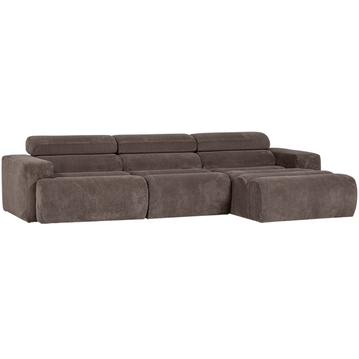 WOOOD Novi Chaise Longue Bank Rechts - Ribstof - Grijsbruin