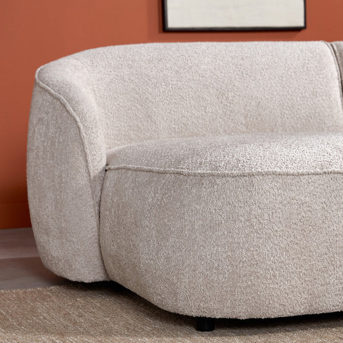 by fonQ Chubby Hoekbank met Chaise Longue Links - Bouclé Greige