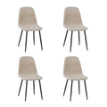 by fonQ basic Sweep Eetkamerstoel Chenille - Set van 4 - Beige