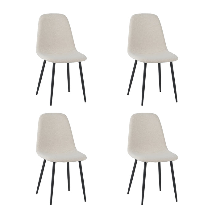 by fonQ basic Sweep Eetkamerstoel Bouclé - Set van 4 - Crème