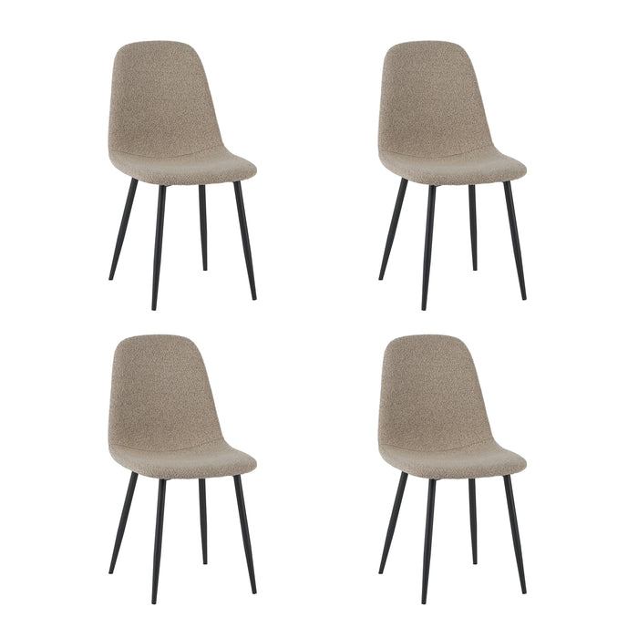 by fonQ basic Sweep Eetkamerstoel Bouclé - Set van 4 - Latte