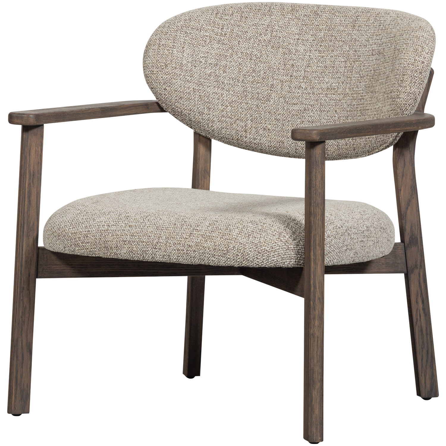 WOOOD Udar Fauteuil Met Houten Frame - Polyester - Donkerbruin