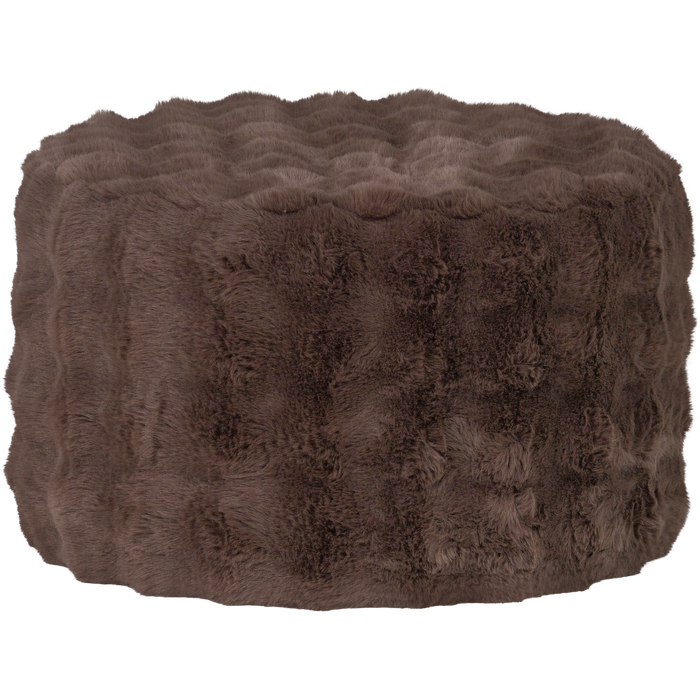 WOOOD Olven Poef Laag - Fluffy Stof - Bruin - 36x60x60
