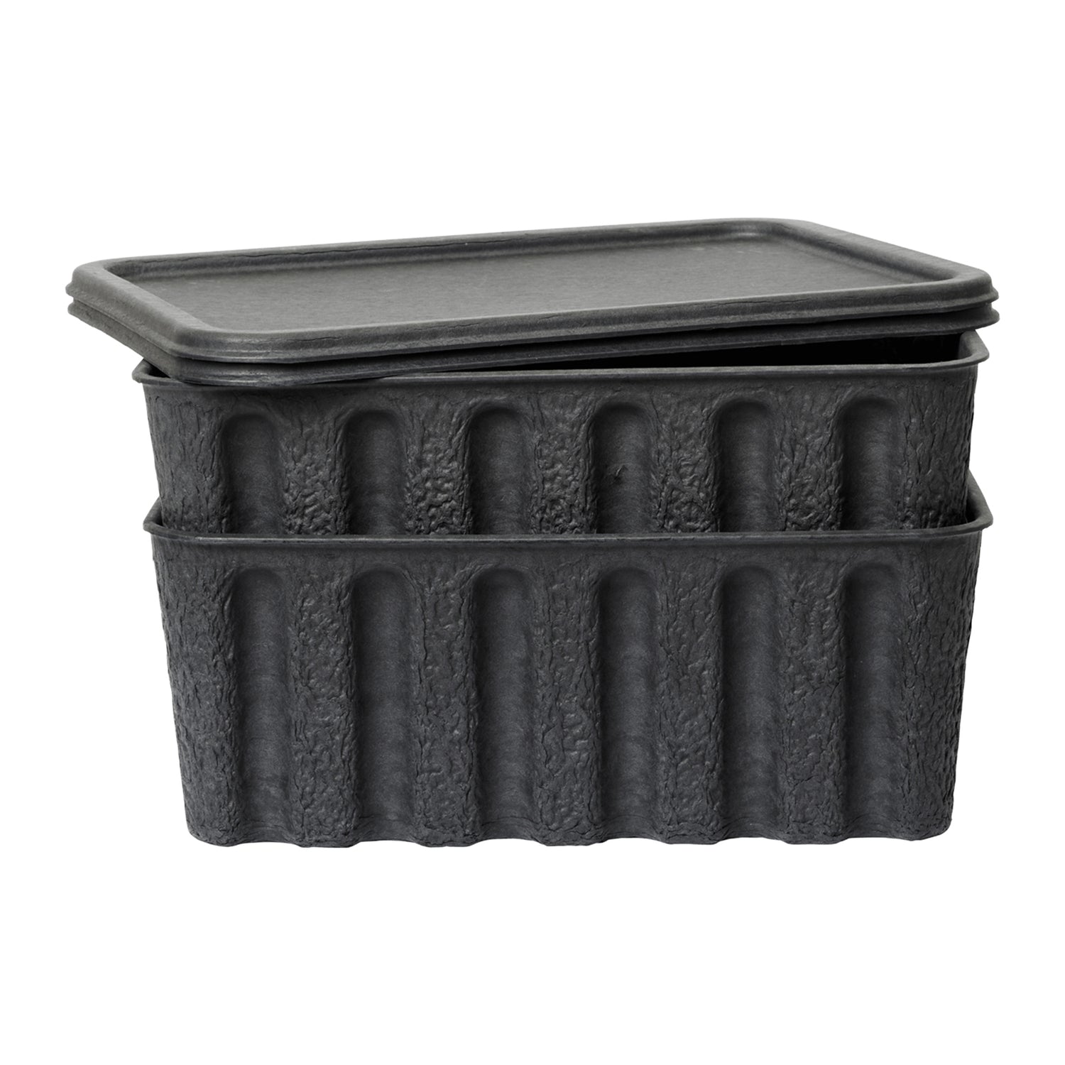 Ferm Living Paper Pulp Opbergdoos L - Set van 2 - Charcoal