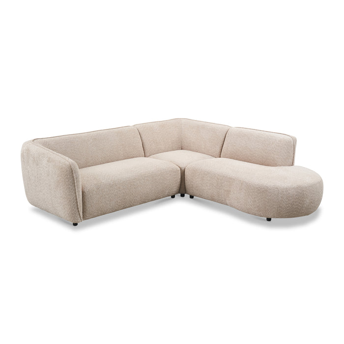 by fonQ Soft Hoekbank Rechts - Open Eind - Bouclé - Greige