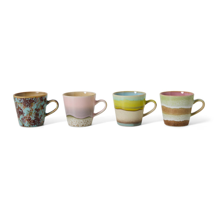 HKliving 70's Ceramics Americano Mok 0,27 L - Set van 4 - Rococo