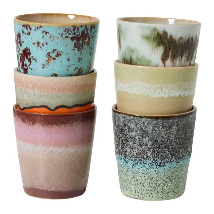 HKliving 70's Ceramics Mokken 0,23 L - Set van 6 - Surreal