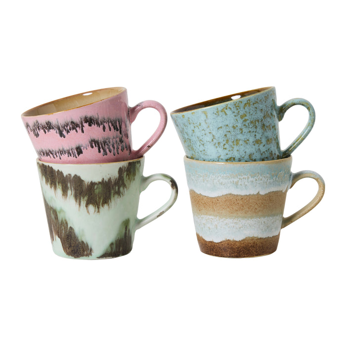 HKliving 70's Ceramics Cappuccinomok 0,33 L - Set van 4 - Dada