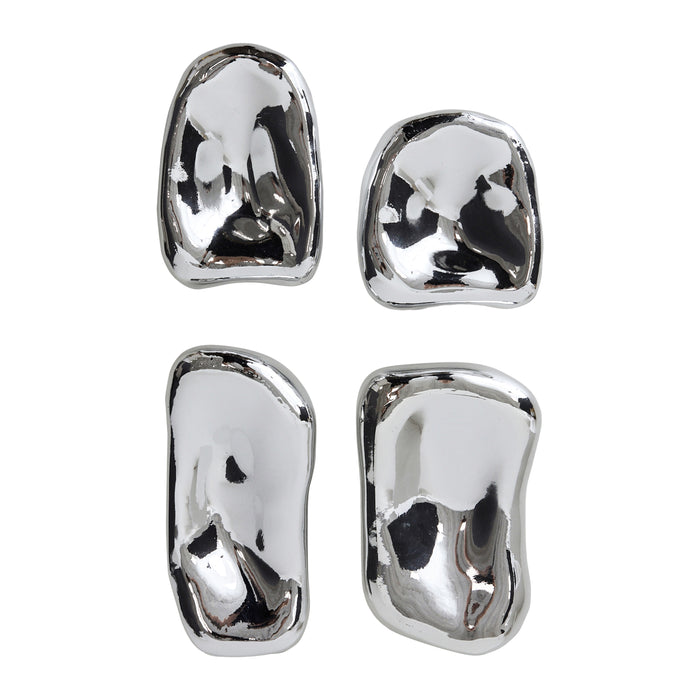 HKliving Sculpture Wandornament - Set van 4 - Chrome
