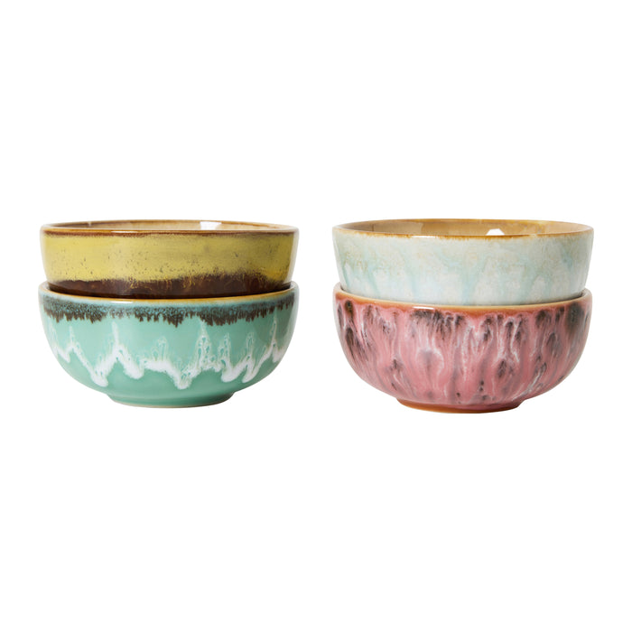 HKliving 70's Ceramics Kommetjes Ø 8,3 cm - Set van 4 - Modernist