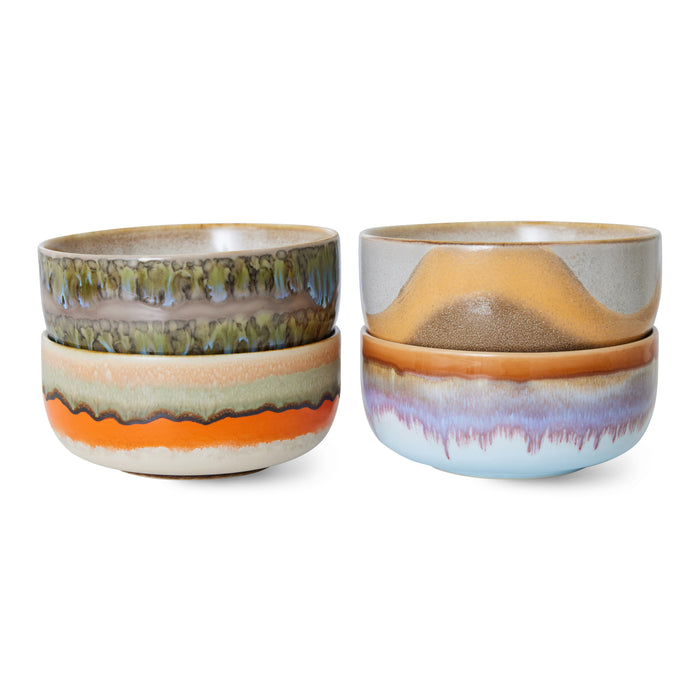 HKliving 70's Ceramics Dessert Kommen Ø 12,5 cm - Set van 4 - Reef
