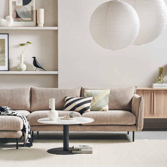 by fonQ Ribbon Hoekbank met Chaise Longue Links - Rib - Mink