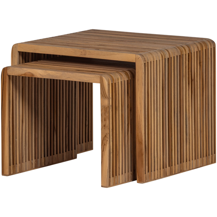 WOOOD Jasmijn Bijzettafels - Recycled Teak - Naturel - Set van 2