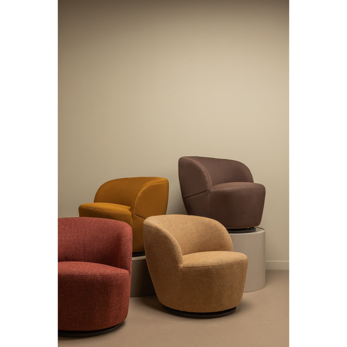 WOOOD Serra Draaifauteuil - Melange Stof - Curry - 68x70x77
