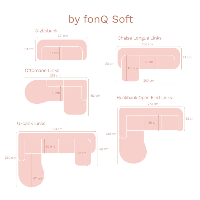 by fonQ Soft Hoekbank met Chaise Longue Links - Bouclé - Crème