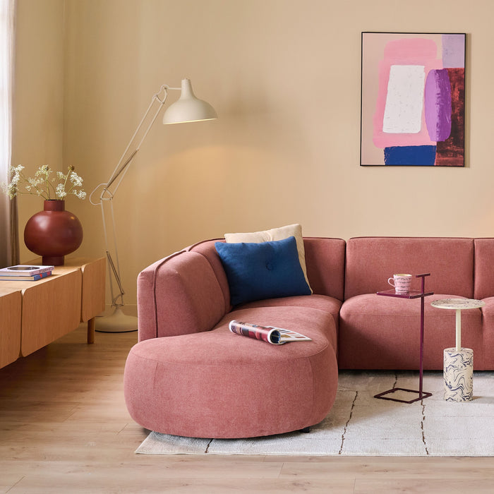 by fonQ Soft Hoekbank Links - Open Eind - Micro Chenille - Oud Roze