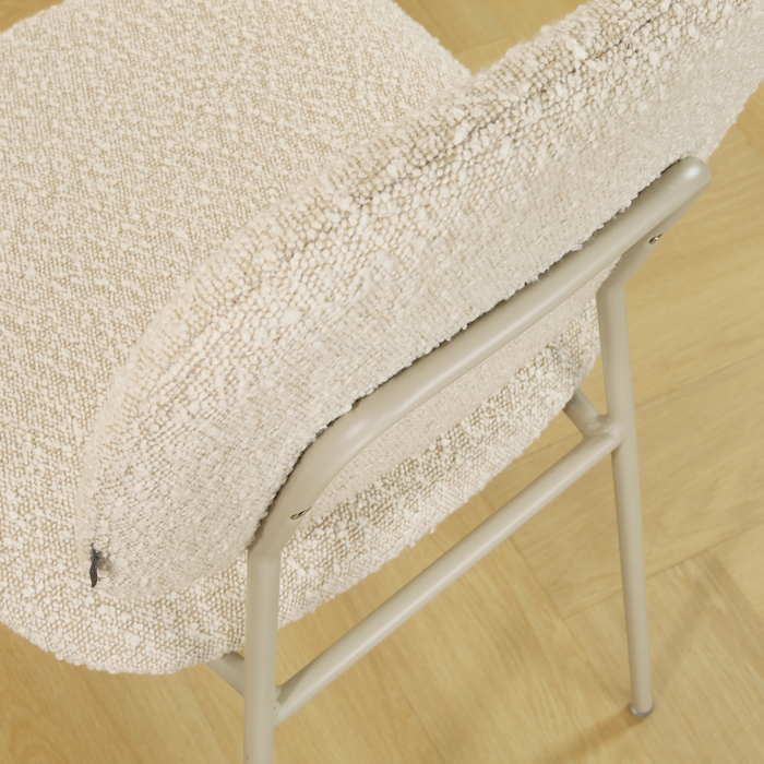 Nolon Jasmijn Eetkamerstoel Bouclé Beige - Grijsbeige
