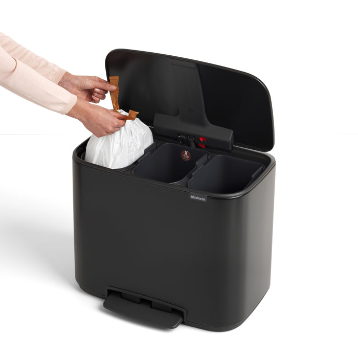 Brabantia Bo Pedaalemmer 3 x 11 L - Zwart