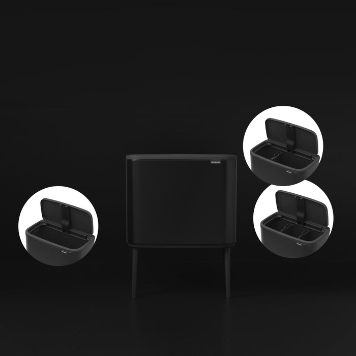 Brabantia Bo Touch Bin Afvalemmer 3 x 11 L  - Zwart