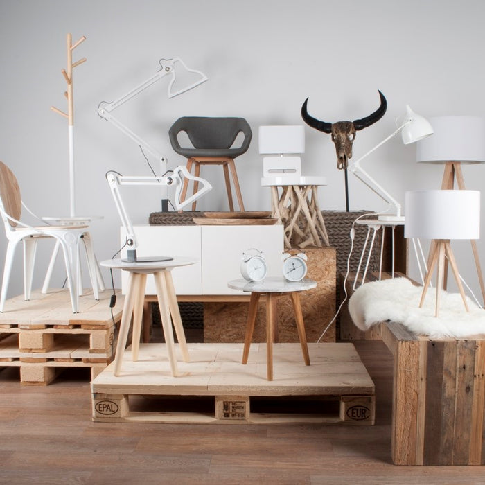 Zuiver Tripod Vloerlamp - Wit / Naturel