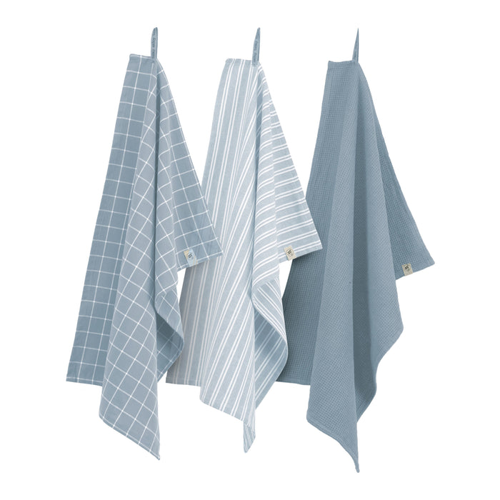 Walra Dry with Cubes Uni Keuken- en Theedoekset 3 st. - Blauw