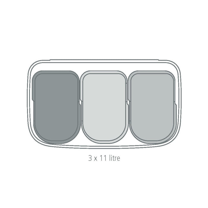 Brabantia Bo Touch Bin Afvalemmer 3 x 11 L  - Zwart