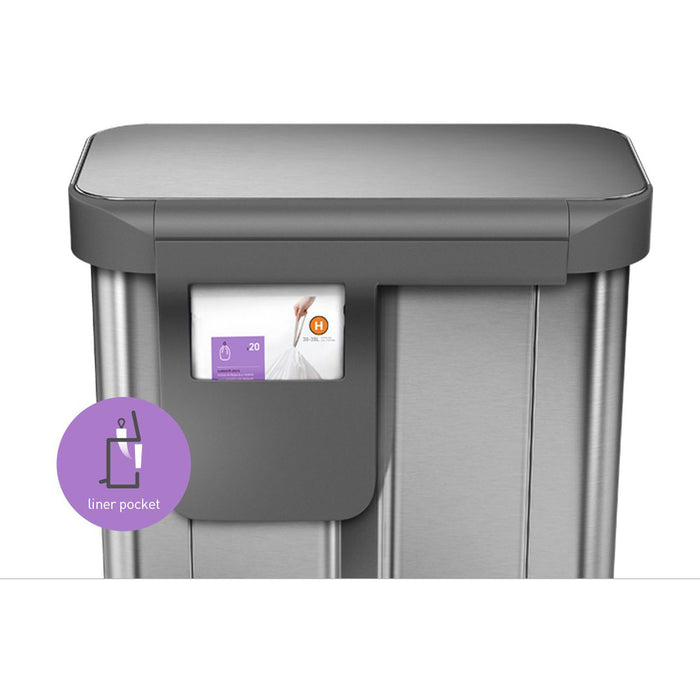 Simplehuman Rectangular Liner Pocket Pedaalemmer 58 Liter (34+24 L)