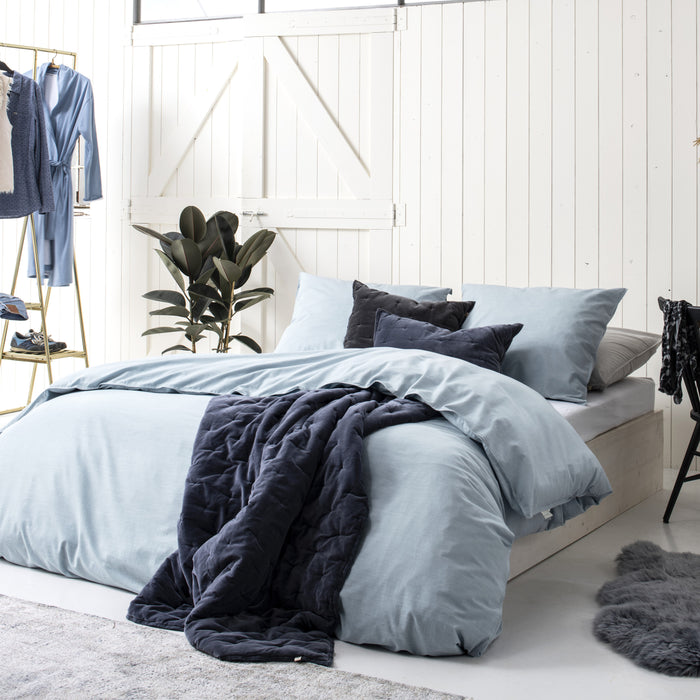 Walra Vintage Cotton Dekbedovertrek 240 x 220/240 cm - Jeans Blauw