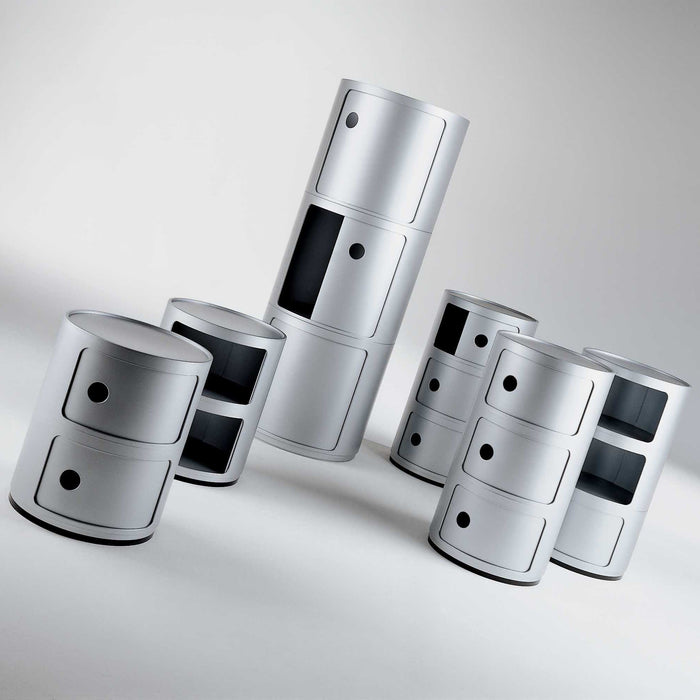 Kartell Componibili  Kast - 2 Modules - Mat Zilver