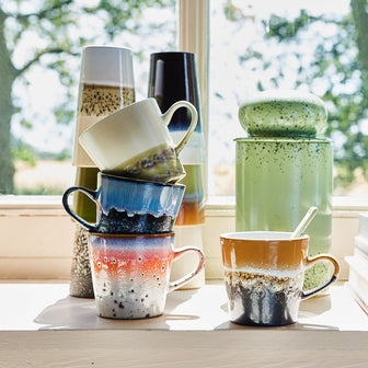 HKliving 70's Ceramics Americano Mok 0,27 L - Set van 4 - Pegasus